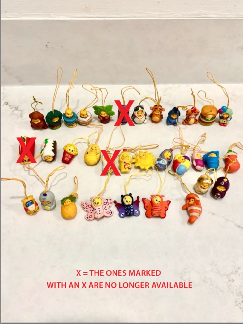 (30) TOMY Vintage Disney Peek-A-Pooh cell phone charms / danglers